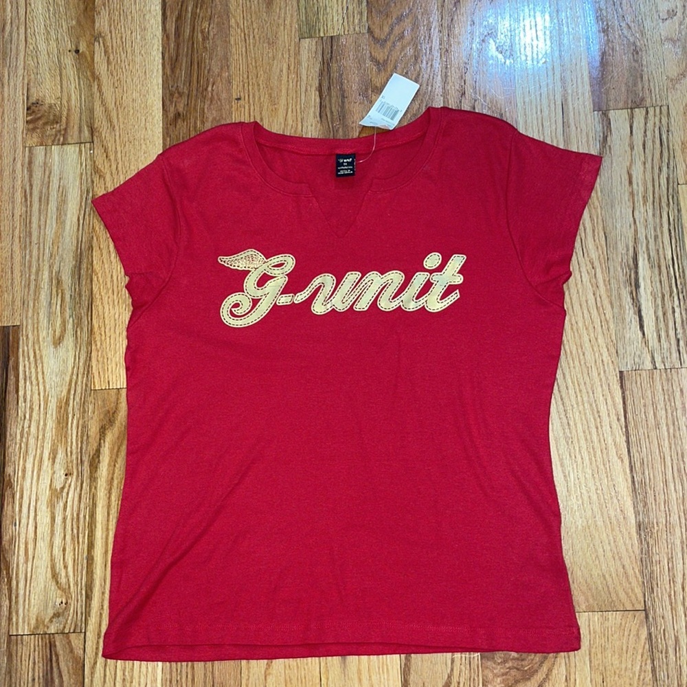 NEW Y2K Red Vintage 50 cent GUNIT logo Tee 1X  14 16 PLUS SIZE